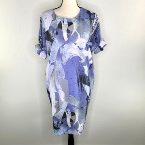 Next abstract print blue dress Size 8